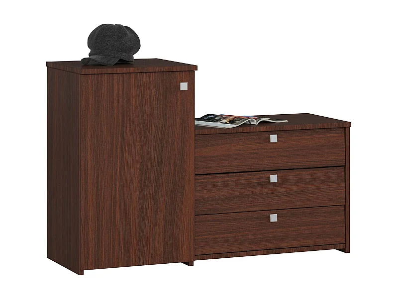 Klassieke Wenge Schoenkast S16 met 3 Kanteldeuren en Ladekast - Voor 13 Paar Schoenen