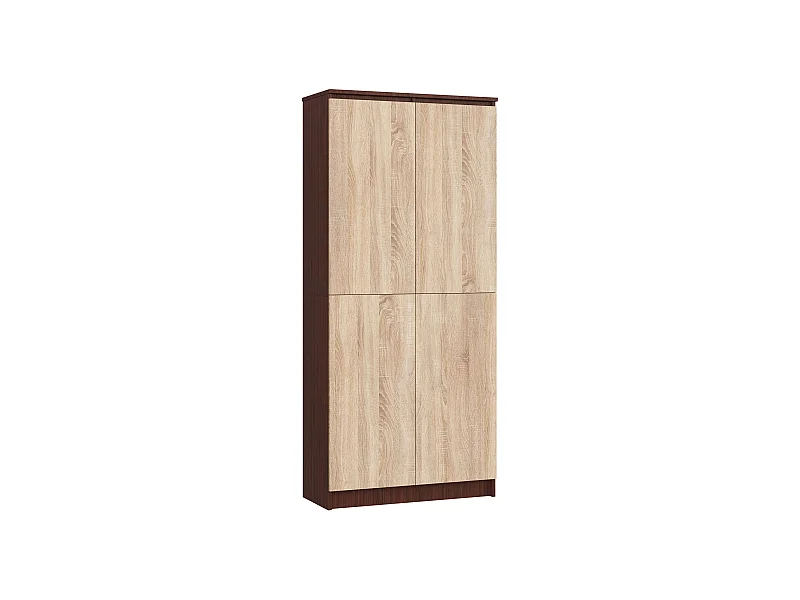 Armoire de rangement AKORD R80 Wengé 80 cm 2 portes façade Chêne Sonoma mat 8 étagères 80x35x180 cm