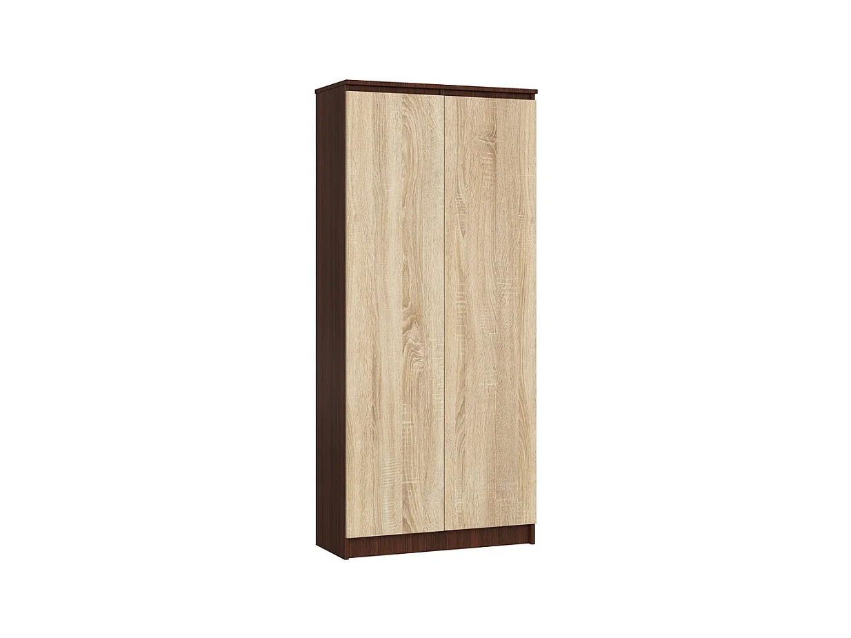 Armoire de rangement AKORD R80 Wengé 80 cm 2 portes façade Chêne Sonoma mat 8 étagères 80x35x180 cm