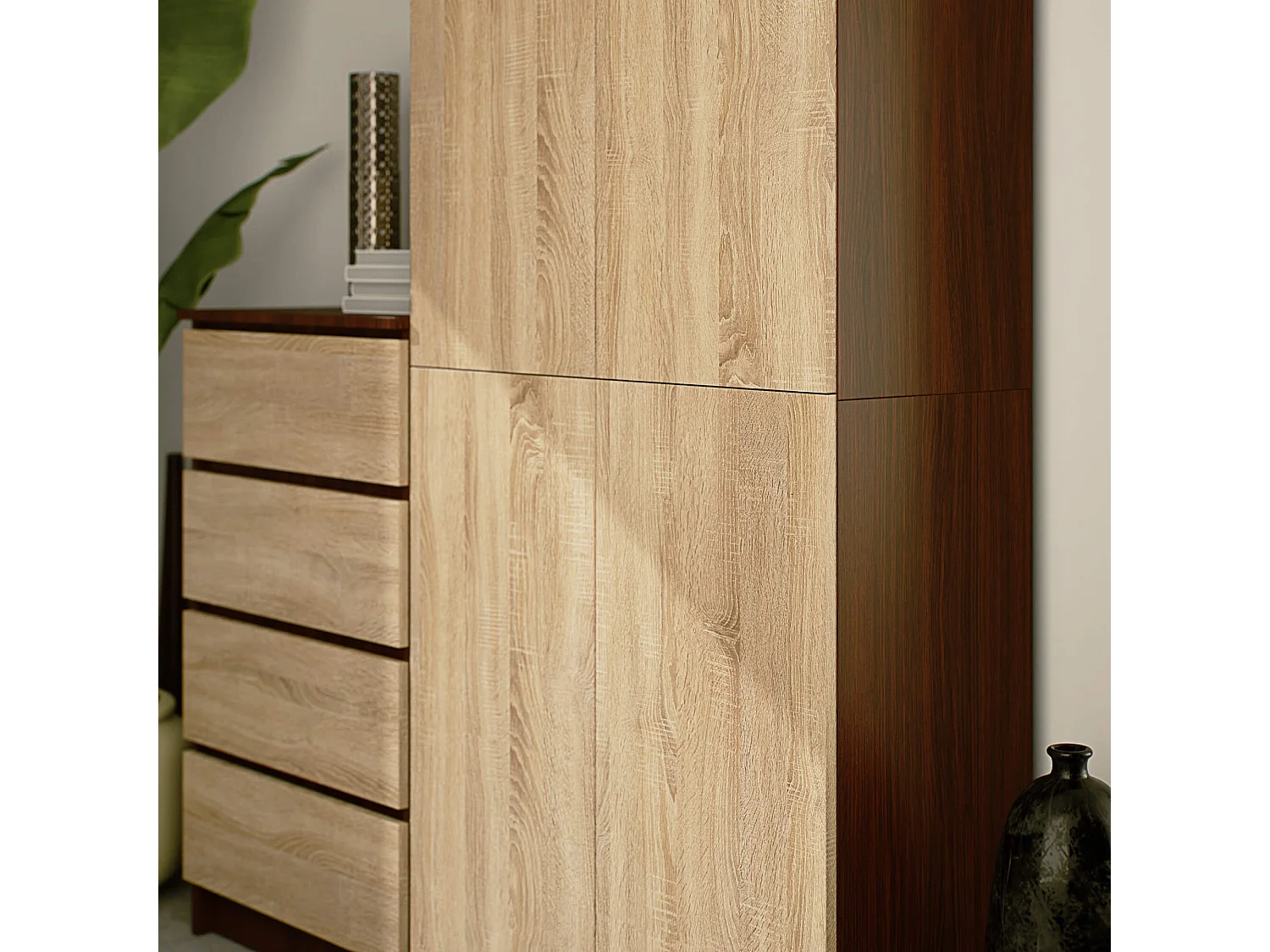 Regał AKORD R80 Wenge 80 cm 2 drzwi kolor Dąb Sonoma mat 8 półek 80x35x180 cm