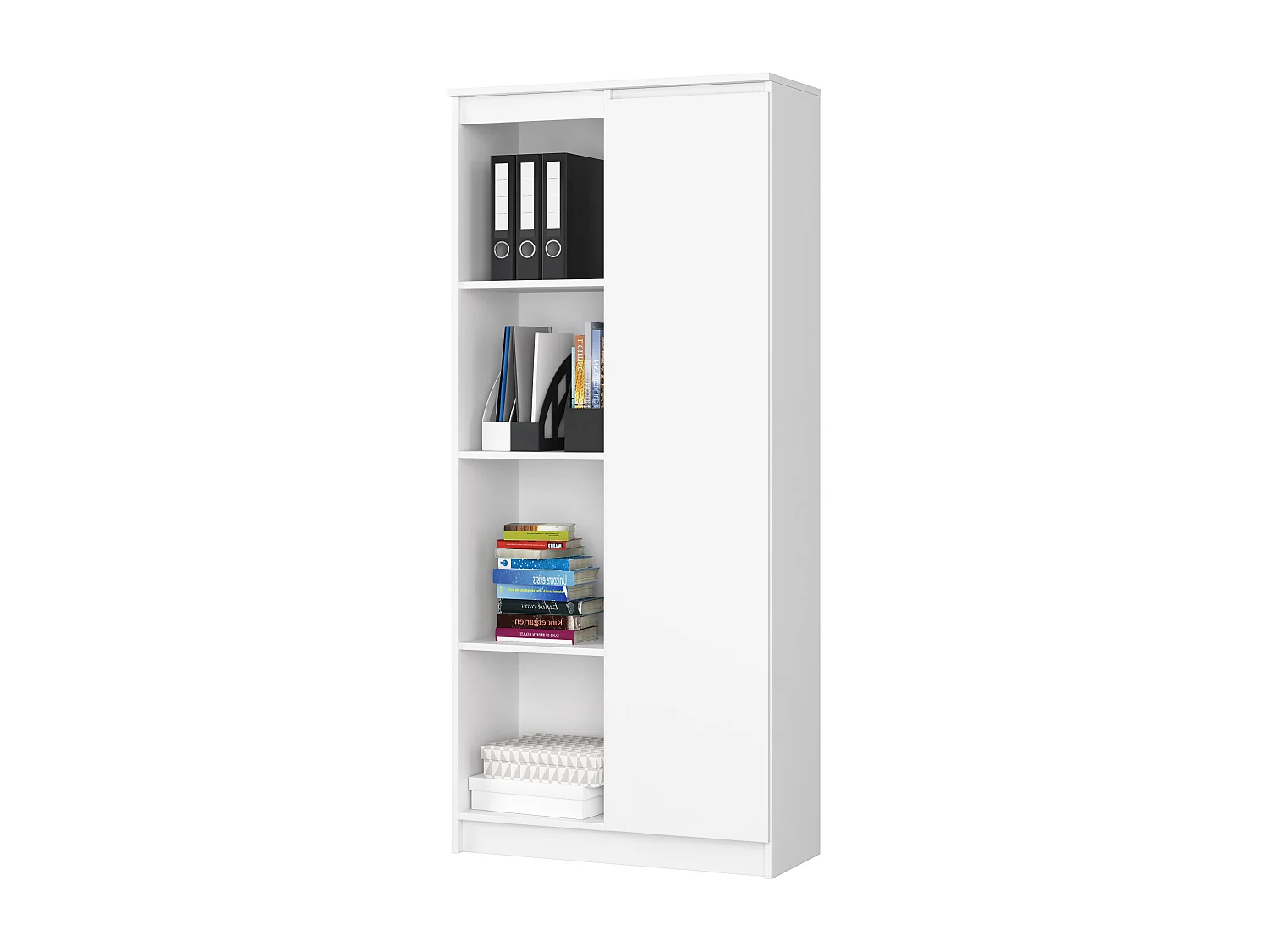 Regał AKORD R80 Biały 80 cm 1 drzwi kolor Biały mat 8 półek 80x35x180 cm