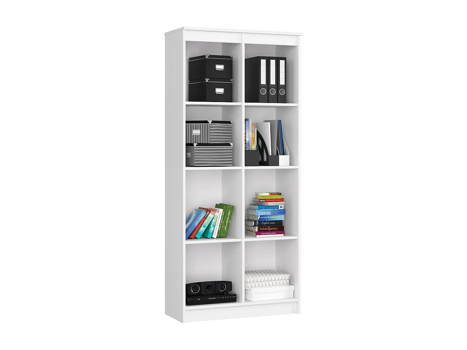 Regał AKORD R80 Biały 80 cm 1 drzwi kolor Biały mat 8 półek 80x35x180 cm