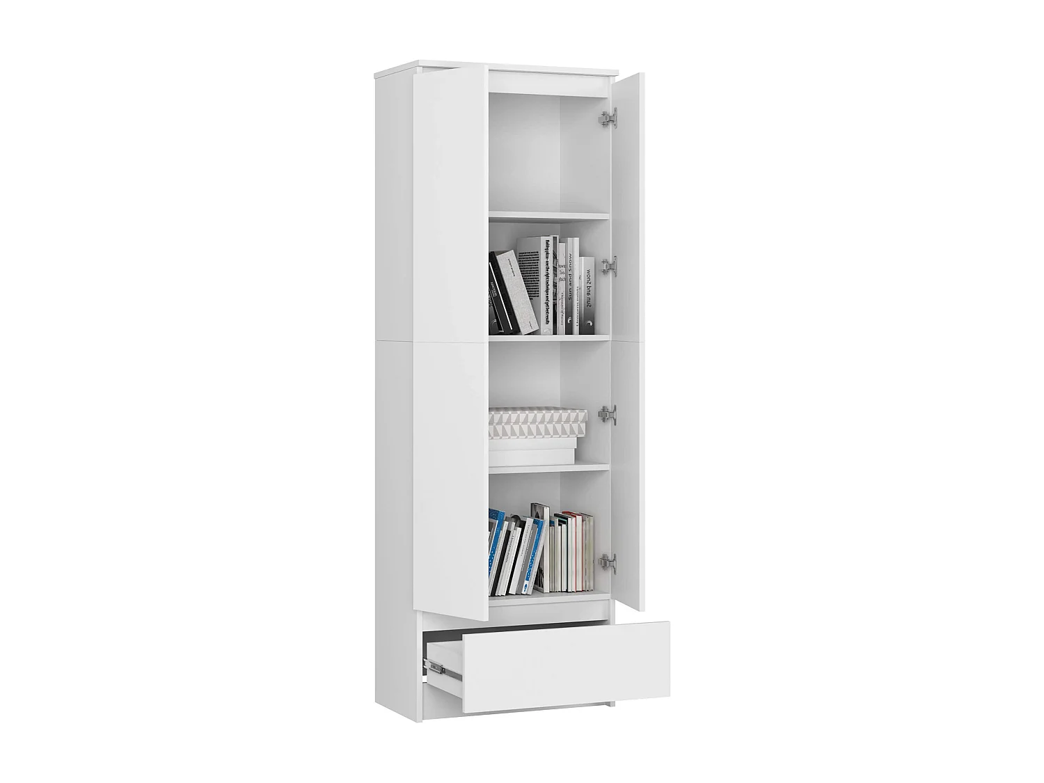 Kantoorkast R60 met 4 Deuren en 1 Lade / AKORD Furniture Factory / Wit / 60 x 180 x 35 cm