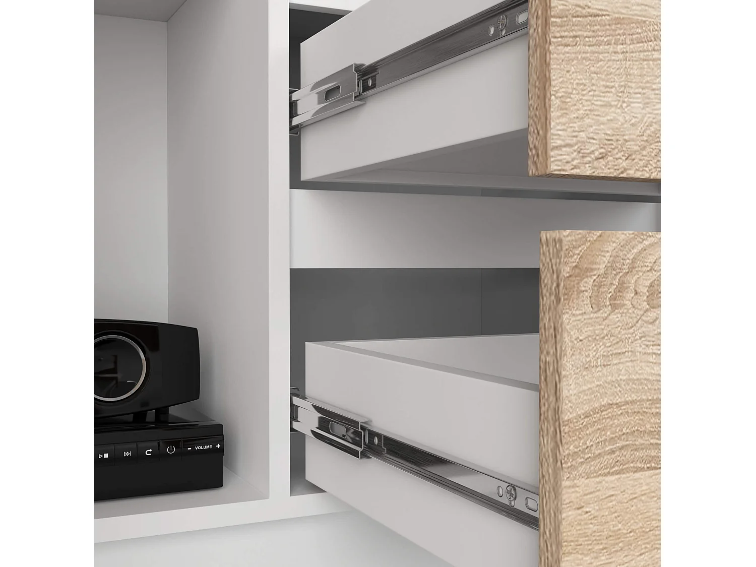 Büroregal AKORD R11 mit verschließbaren Tür Weiß 80 cm 2 Türen 2 Schubladen 7 Ebenen Front Sonoma-Eiche B80 x H180 x T35 cm