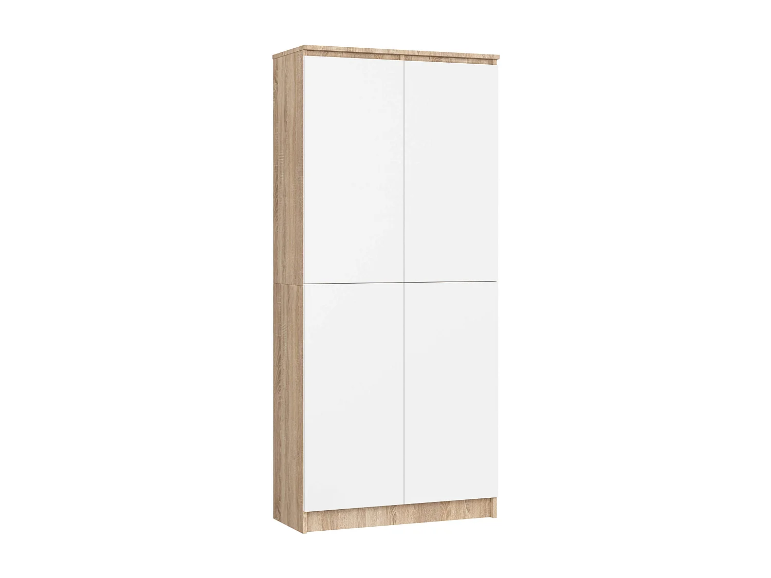 Armoire de rangement AKORD R80 Chêne Sonoma 80 cm 2 portes façade Blanche mat 8 étagères 80x35x180 cm