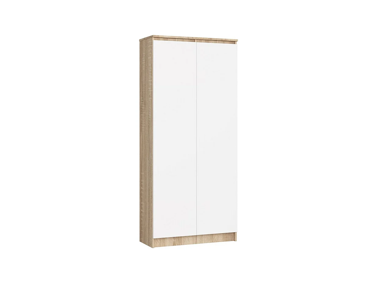 Regał AKORD R80 Dąb Sonoma 80 cm 2 drzwi kolor Biały mat 8 półek 80x35x180 cm