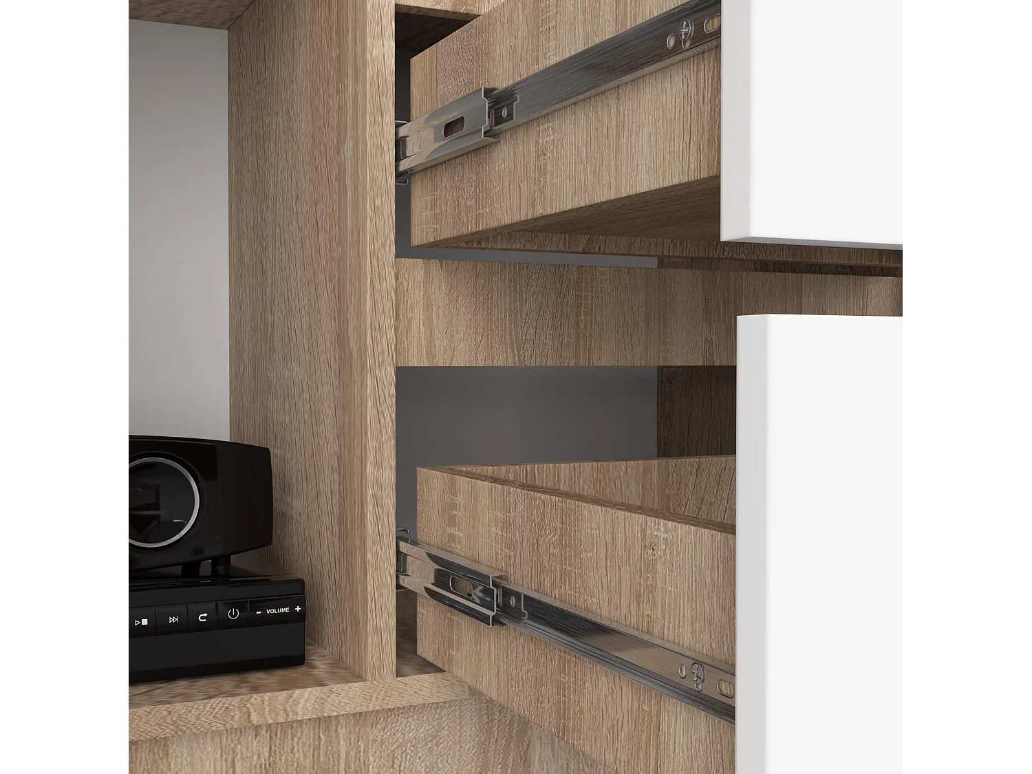 Bibliothèque de bureau AKORD R11 Chêne Sonoma 80 cm 1 porte 2 tiroirs façade Blanche mat 7 étagères 80x35x180 cm