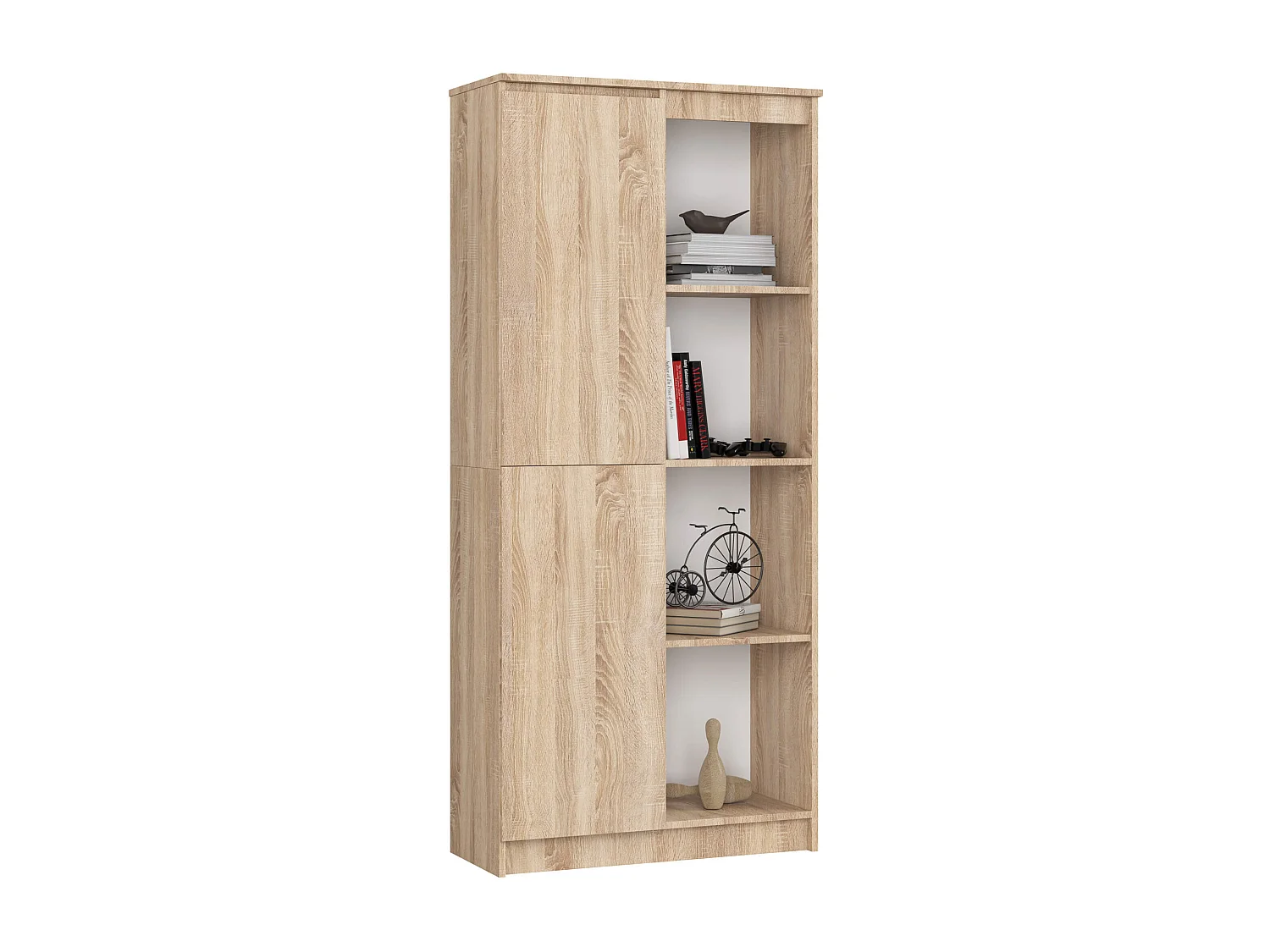 Bibliothèque de bureau AKORD R80 Chêne Sonoma 80 cm 1 porte façade Chêne Sonoma mat 8 étagères 80x35x180 cm