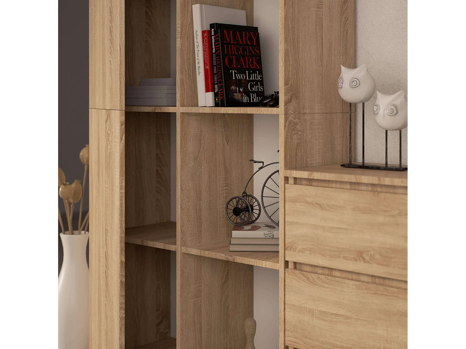 Boekenkast R80 1D 4P in Sonoma Eiken, 1 Deur & 8 Planken, Zelfmontage