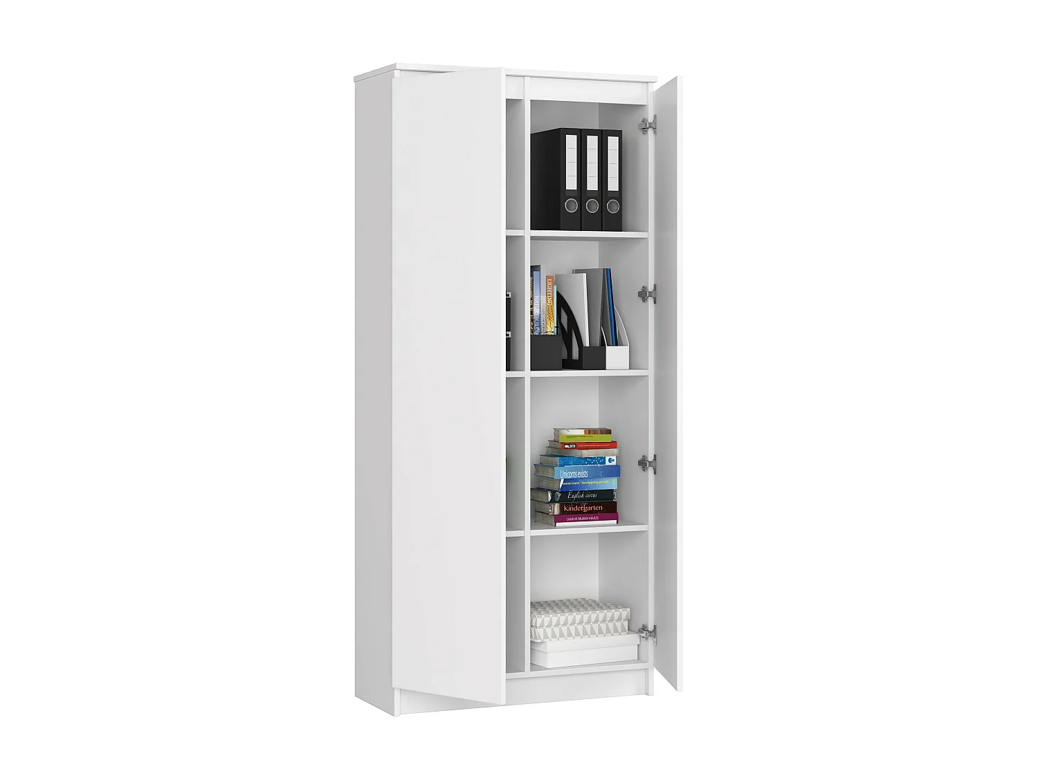Armoire de rangement AKORD R80 Blanche 80 cm 2 portes façade Blanche mat 8 étagères 80x35x180 cm