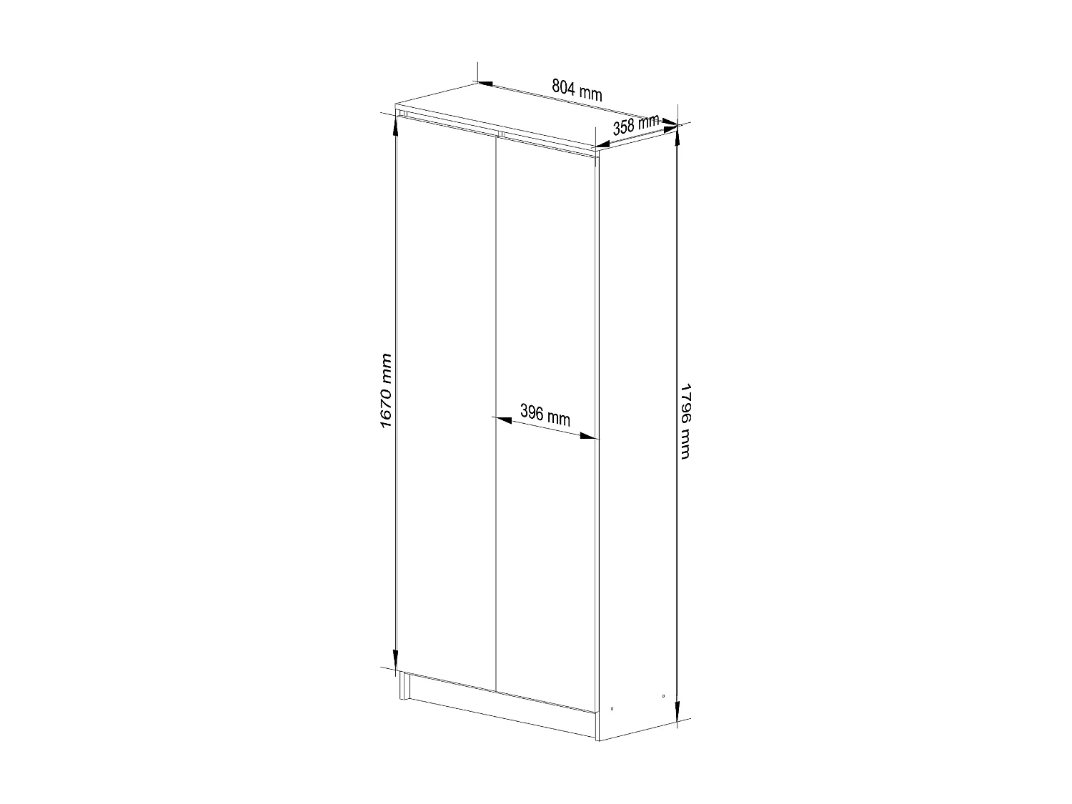 Armoire de rangement AKORD R80 Blanche 80 cm 2 portes façade Blanche mat 8 étagères 80x35x180 cm