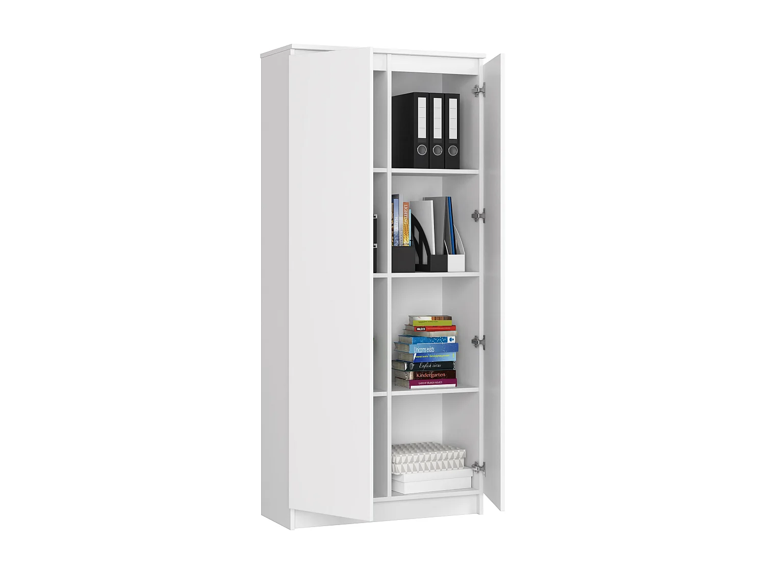 Armoire de rangement AKORD R80 Blanche 80 cm 2 portes façade Blanche mat 8 étagères 80x35x180 cm