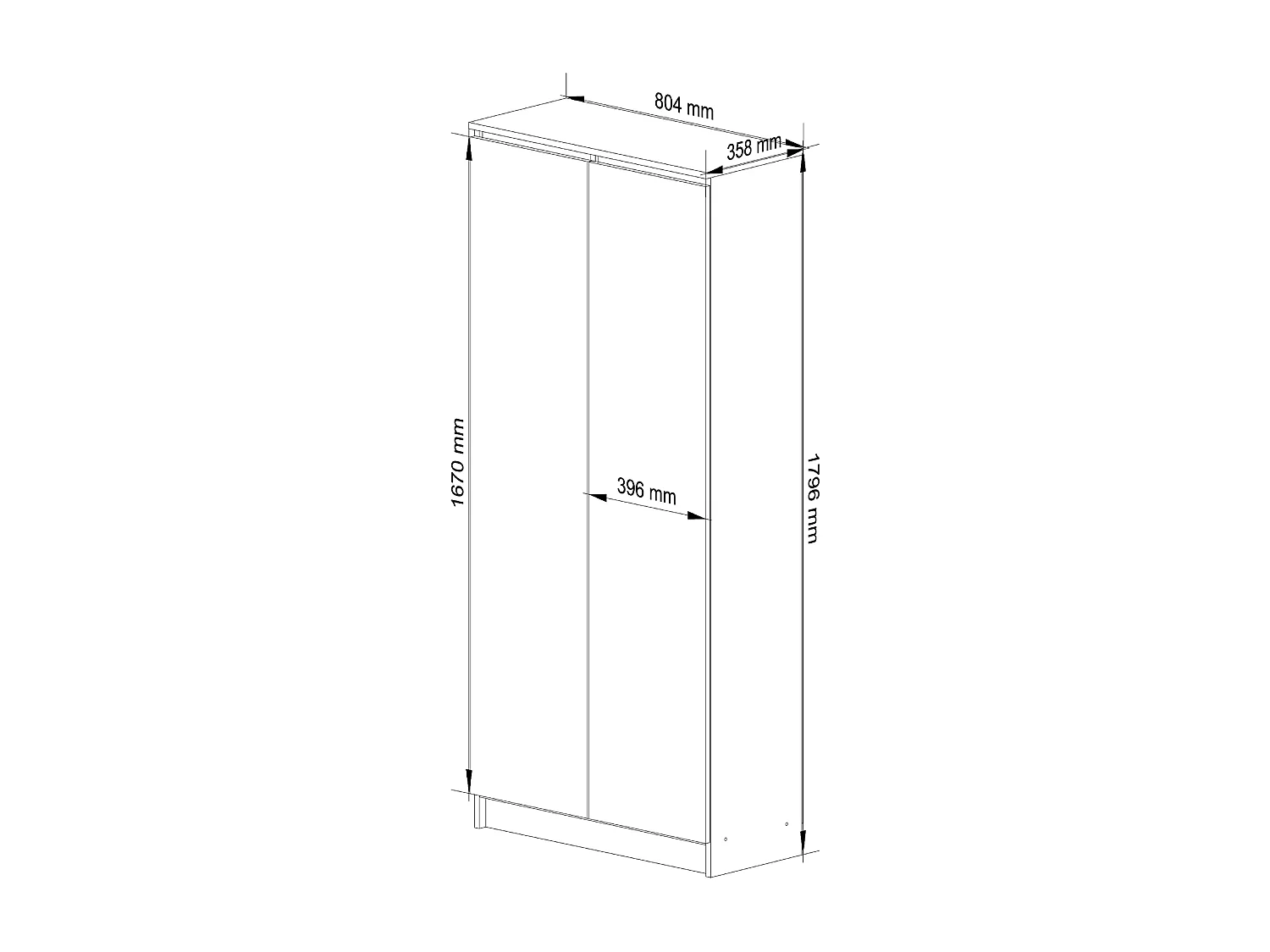 Armoire de rangement AKORD R80 Blanche 80 cm 2 portes façade Blanche mat 8 étagères 80x35x180 cm