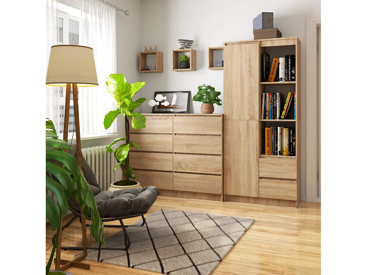 Armadio da ufficio AKORD R11 Sonoma Quercia 80 cm 2 ante 2 cassetti 80x35x180 cm