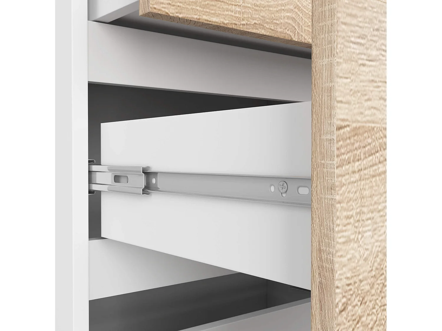 Bibliothèque de bureau AKORD R60 Blanche 60 cm 3 tiroirs façade Chêne Sonoma mat 3 étagères 60x35x180 cm