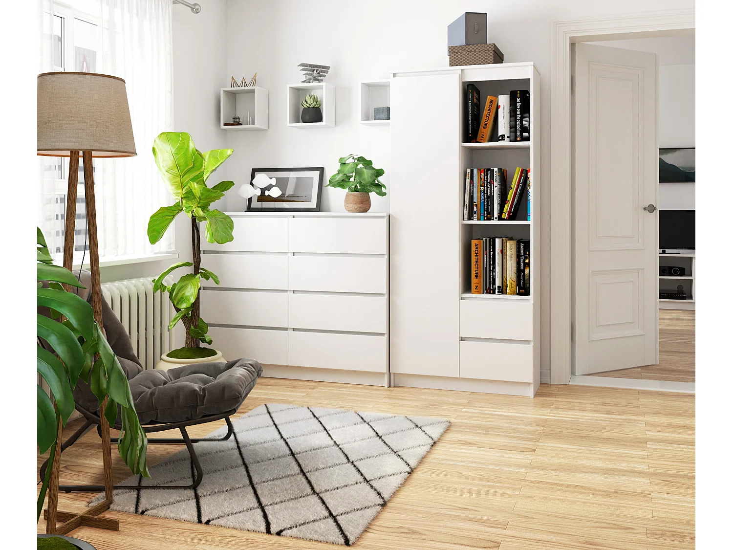 Armadio da ufficio AKORD R11 Bianca 80 cm 2 ante 2 cassetti 80x35x180 cm