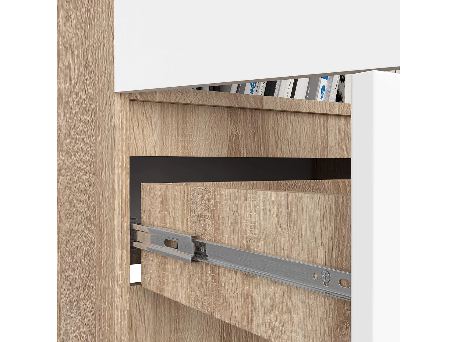 Kantoorkast R60 met 4 Deuren en 1 Lade / AKORD Furniture Factory / Sonoma Eik - Wit / 60 x 180 x 35 cm