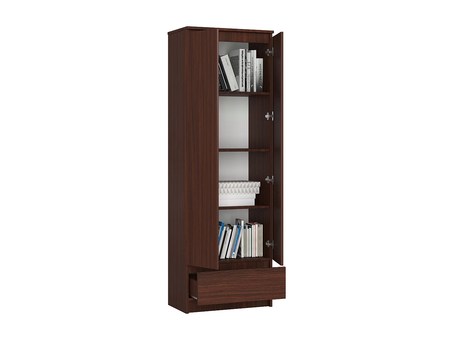 Büroregal AKORD R60 Büroschrank Aktenschrank Wenge 60 cm 2 Türen Schublade 4 Ebenen B60 x H180 x T35 cm