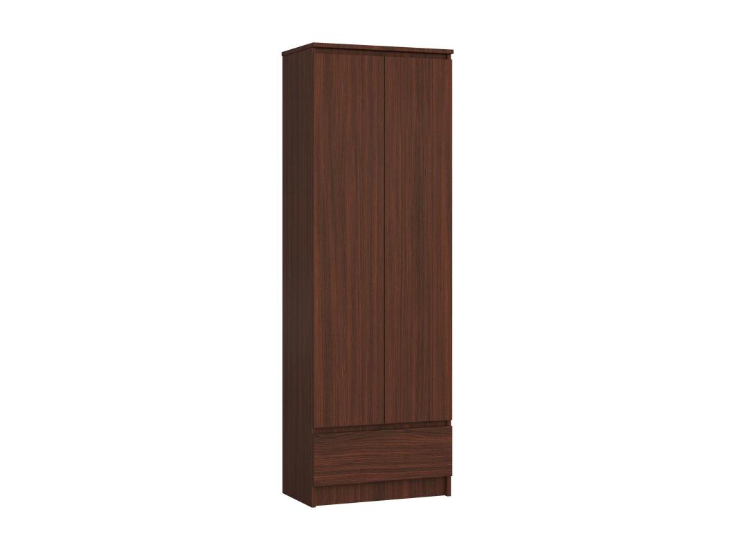 Gesloten Boekenkast R60 2D 1L Met Lade in Wenge - Zelfmontage Meubel met 2 Draaideuren en 4 Planken - 60x180x35 cm