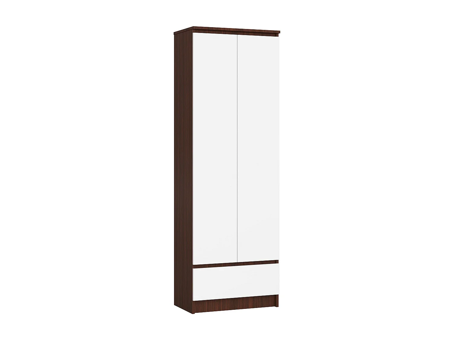 Bibliothèque de bureau Armoire AKORD R60 Wengé 60 cm 2 portes 1 tiroir façade Blanche 4 étagères 60x35x180 cm