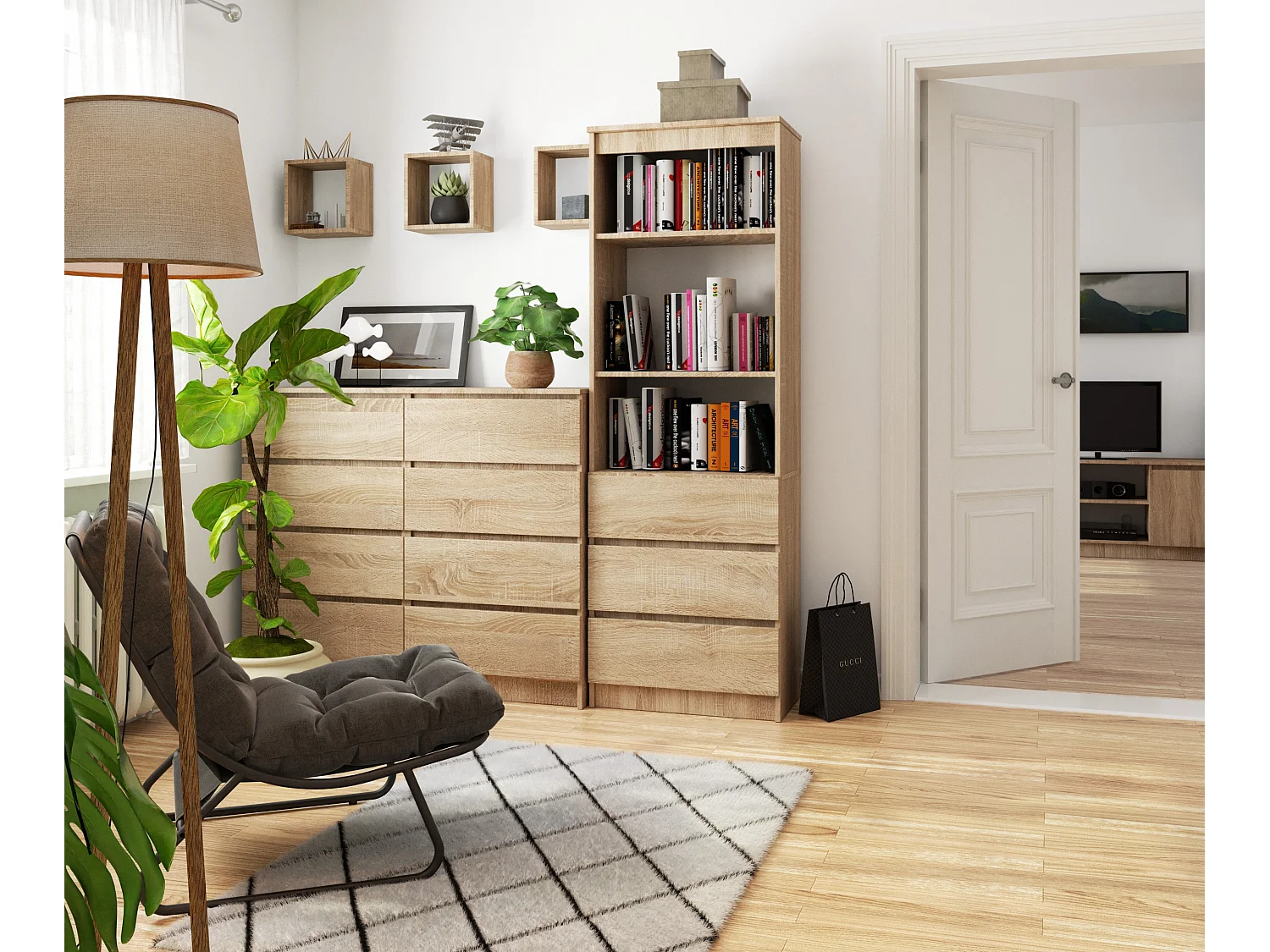 Kantoorkast R60 met 3 Lades / AKORD Furniture Factory / Sonoma Eik / 60 x 180 x 35 cm