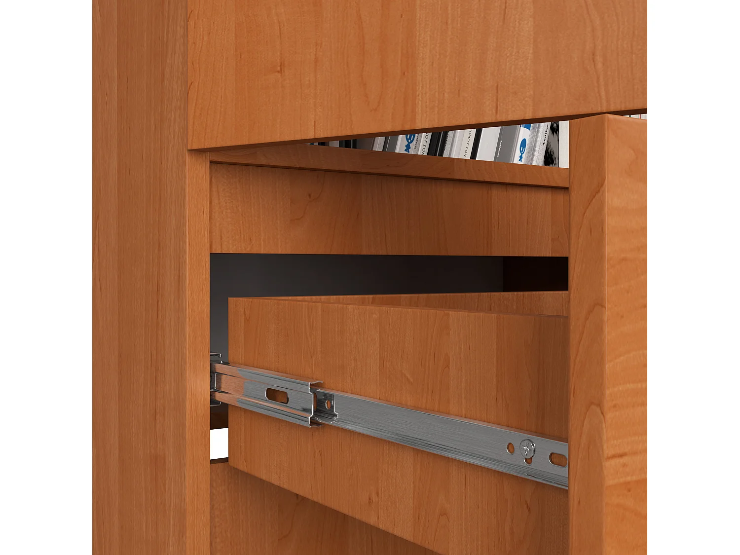 Kantoorkast 60cm - 1 Lade, 2 Deuren - Vrijstaand Mat Houten Afwerking - Zelfmontage - 4 Planken - Afmetingen: 60x180x35cm