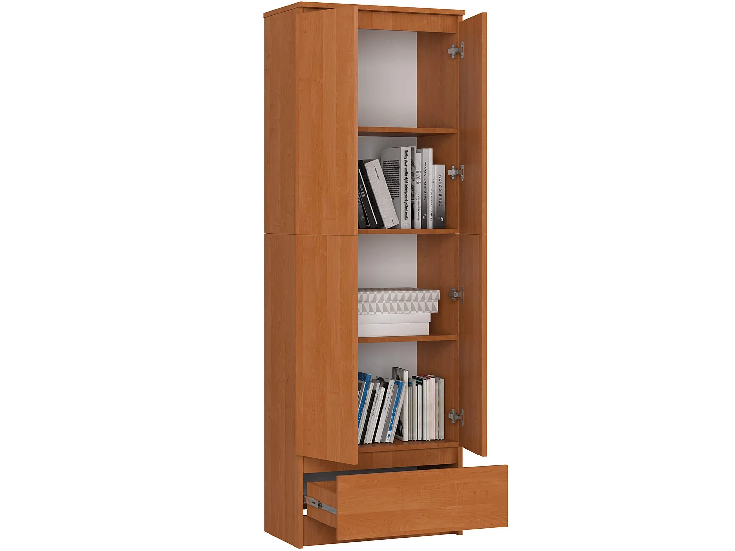 Bibliothèque de bureau AKORD R60 Aulne 60 cm 2 portes 1 tiroir façade Aulne mat 4 étagères 60x35x180 cm