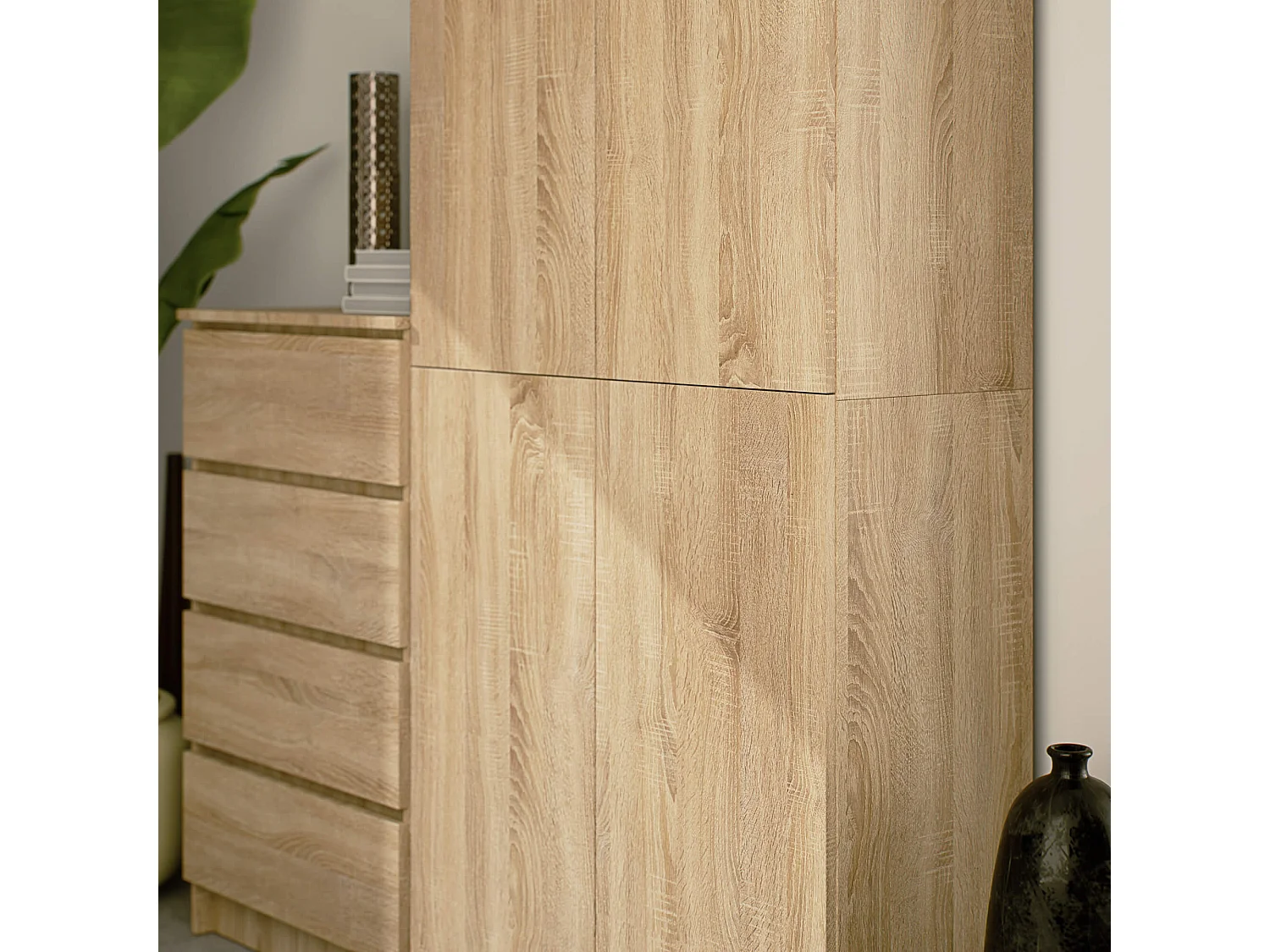 Armoire de rangement AKORD R80 Chêne Sonoma 80 cm 2 portes façade Chêne Sonoma mat 8 étagères 80x35x180 cm