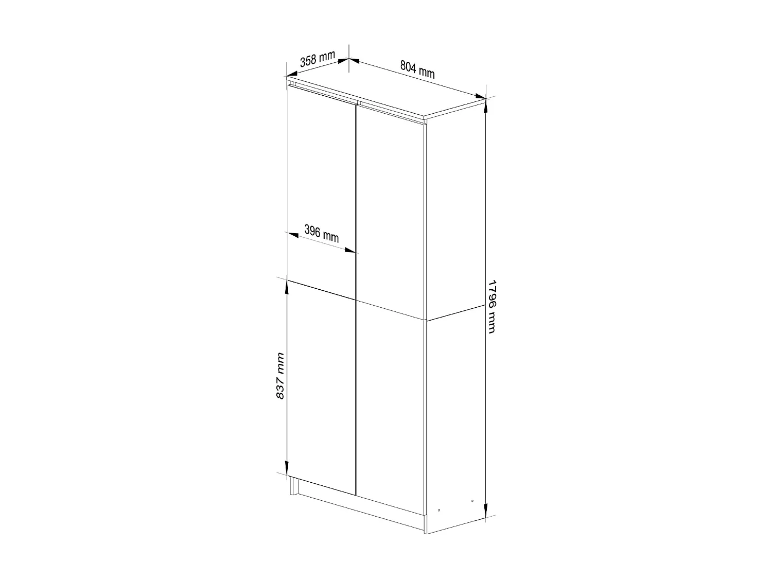 Kantoorkast Staandel R80 cm 2 Deuren 8 Planken - Sonoma Eik
