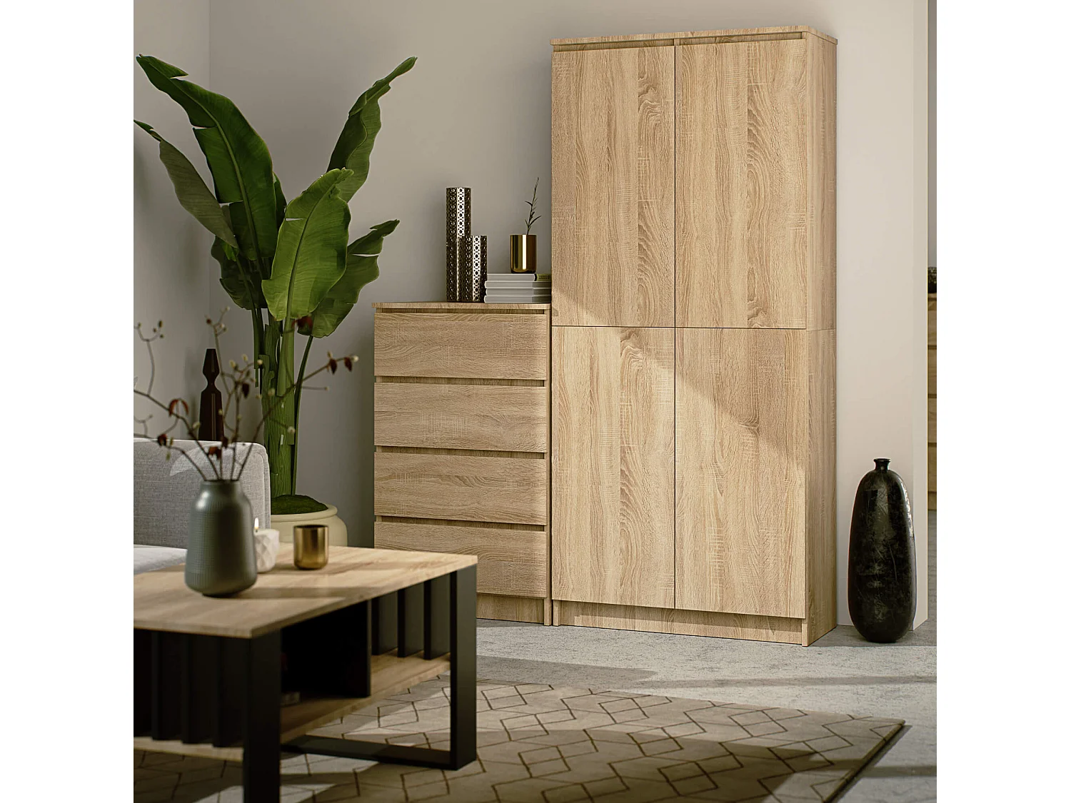 Kantoorkast Staandel R80 cm 2 Deuren 8 Planken - Sonoma Eik