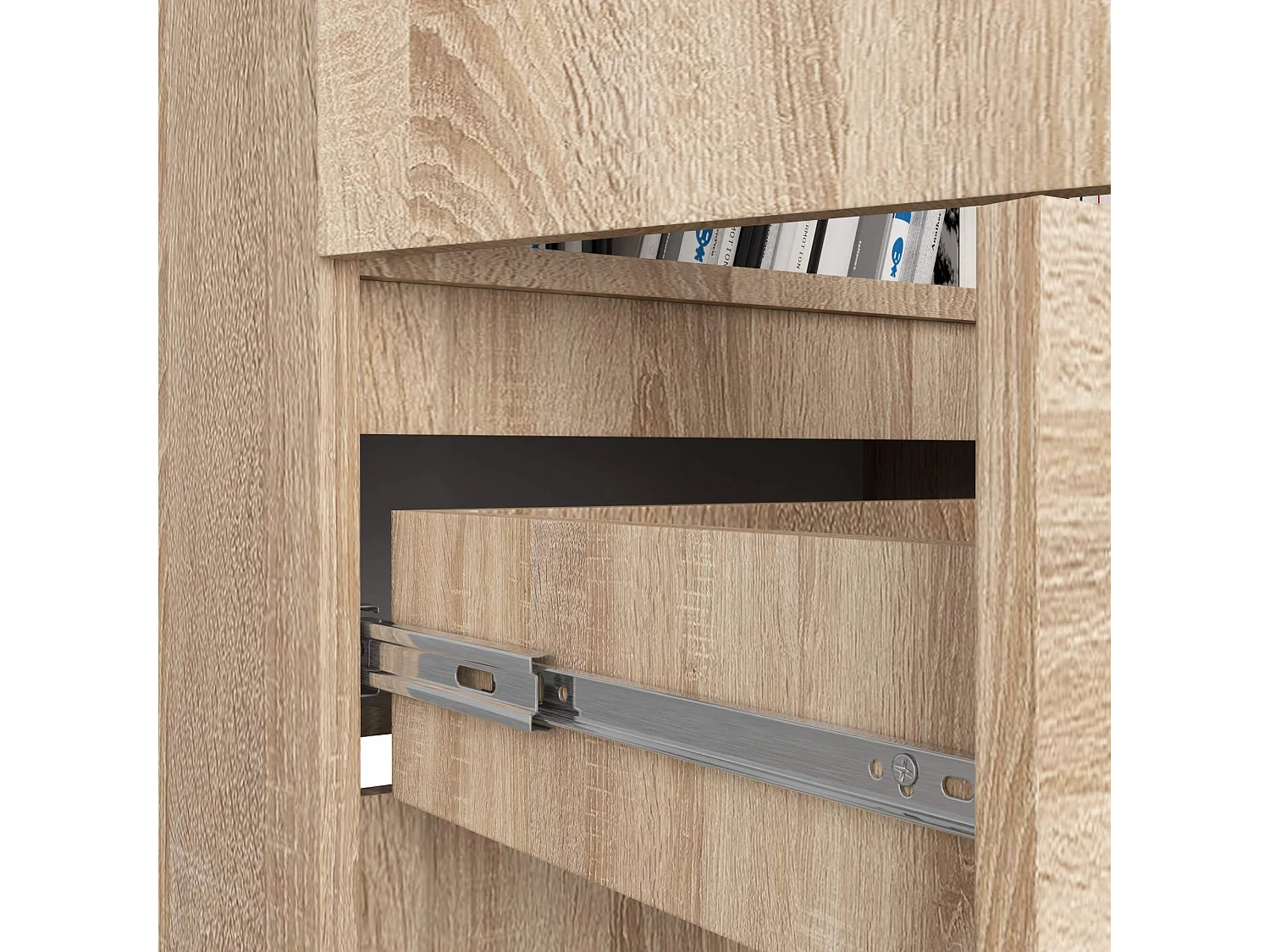 Bibliothèque de bureau AKORD R60 Chêne Sonoma 60 cm 2 portes 1 tiroir façade Chêne Sonoma mat 4 étagères 60x35x180 cm