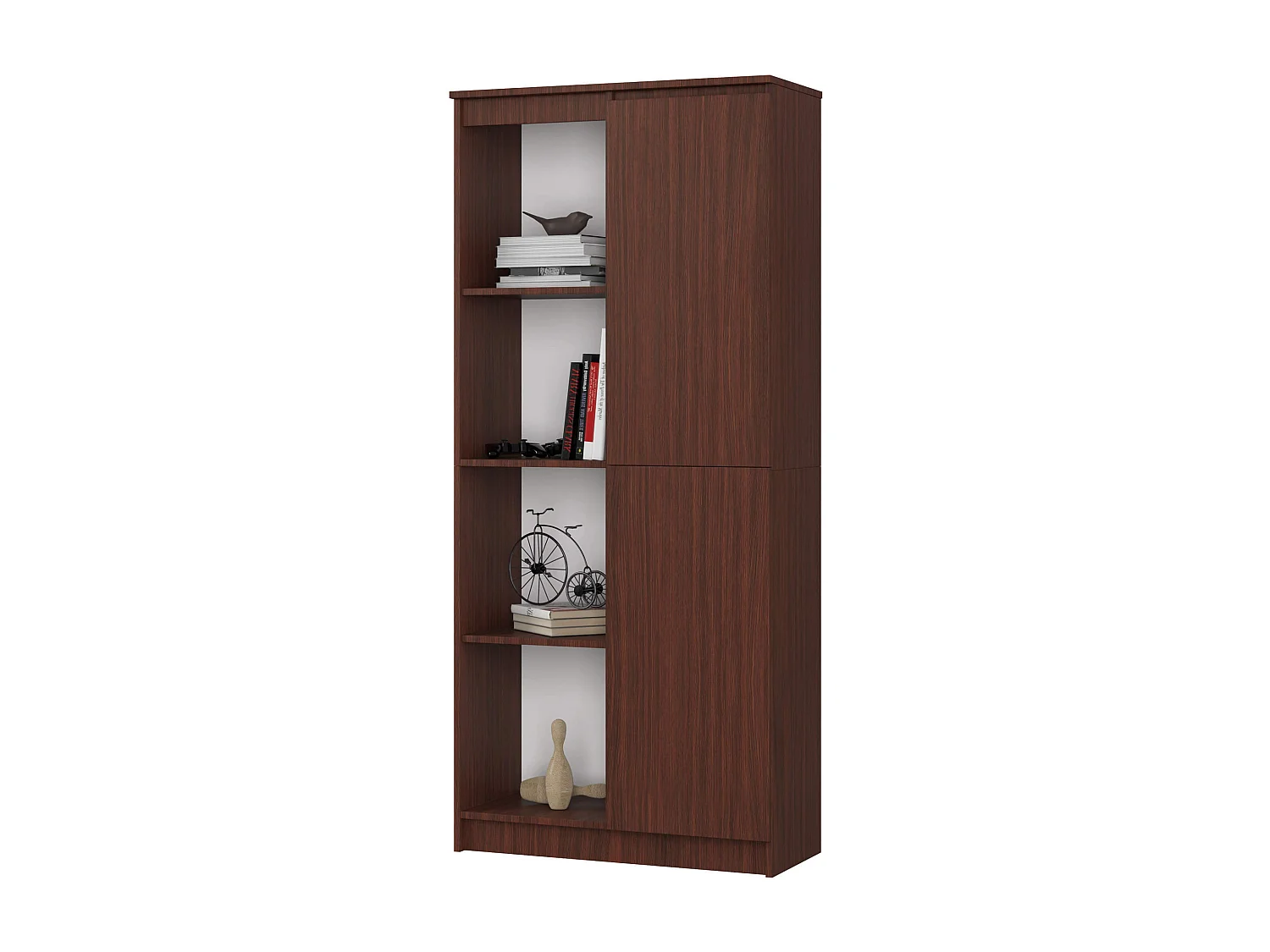 Kast R80 1 Deur 8 Planken Staand 80x180x35cm Mat Wenge