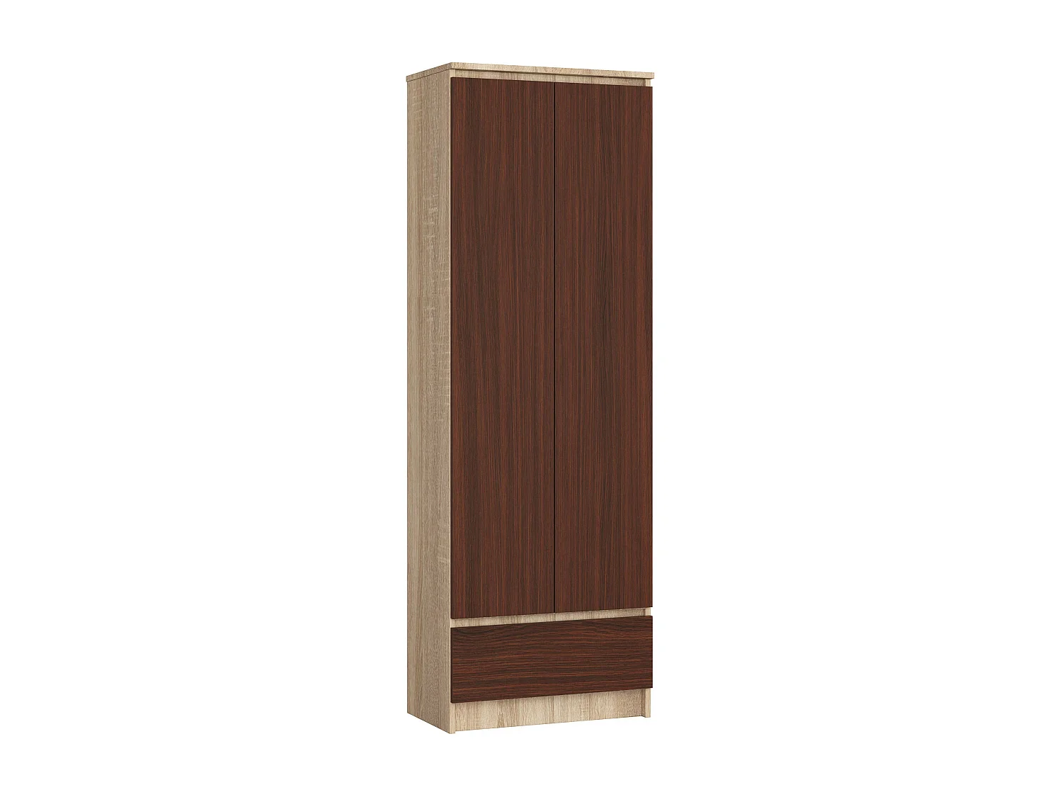 Bibliothèque de bureau Armoire AKORD R60 Chêne Sonoma 60 cm 2 portes 1 tiroir façade Wengé 4 étagères 60x35x180 cm