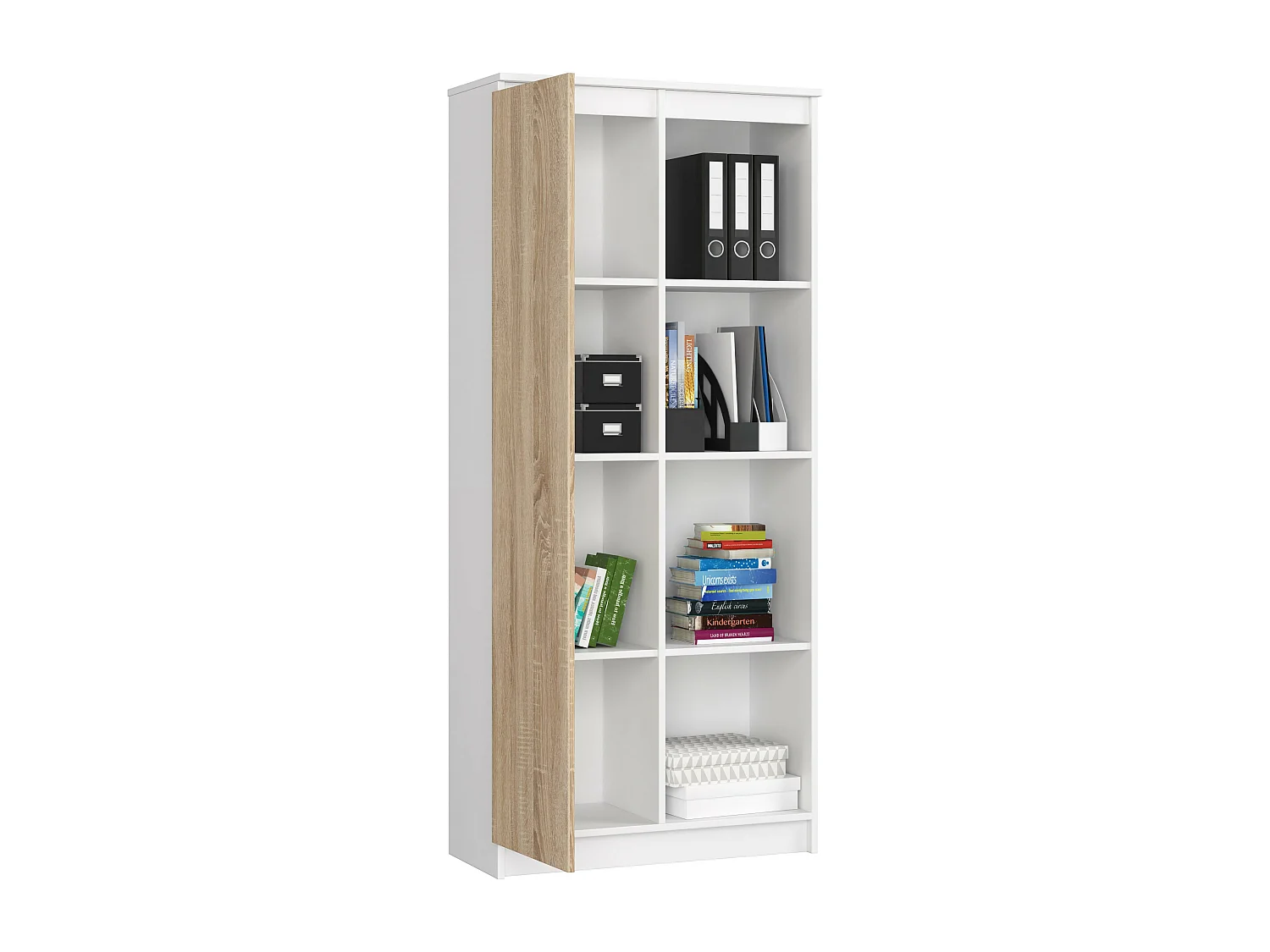 Staande Boekenkast R80 1D 4P Wit / Eik Sonoma - 80x180x35 cm