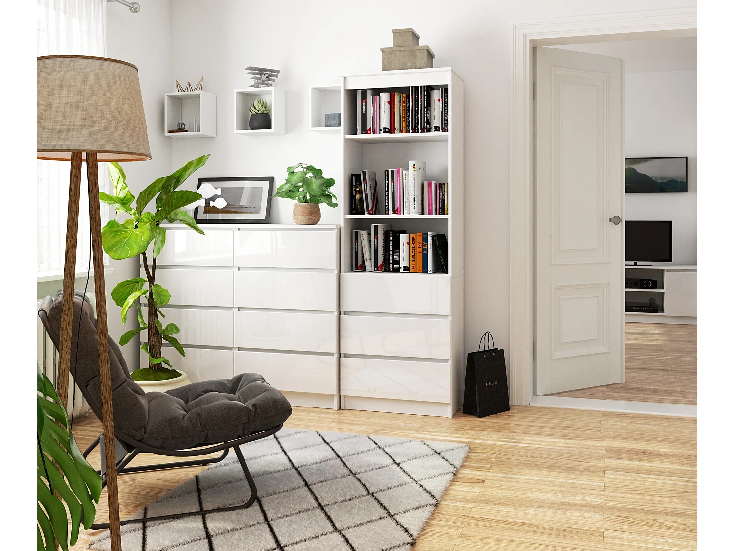 Kantoorkast R60 met 3 Lades / AKORD Furniture Factory / Wit / 60 x 180 x 35 cm