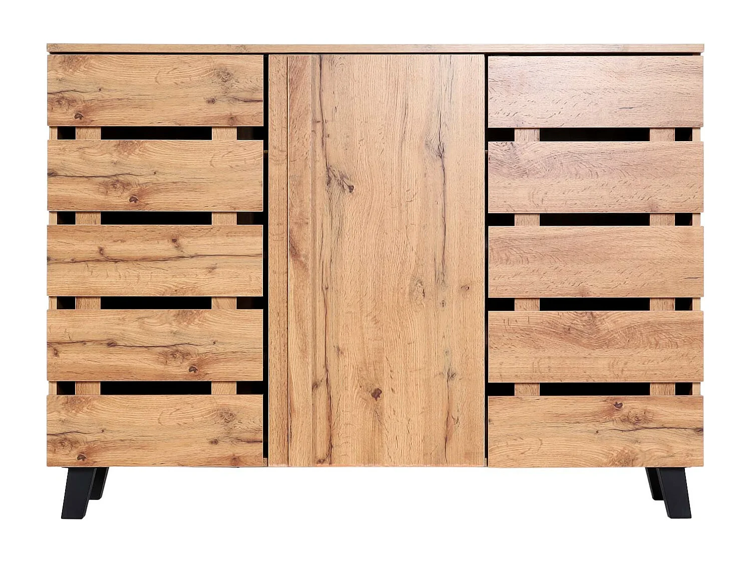 Credenza armadietto sideboard MCW-M46 ante scorrevoli 88x120x34cm legno chiaro