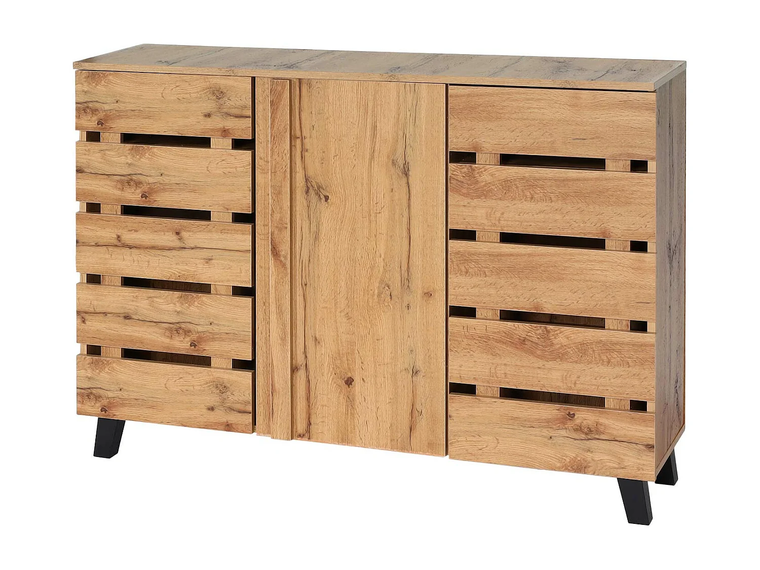 Credenza armadietto sideboard MCW-M46 ante scorrevoli 88x120x34cm legno chiaro