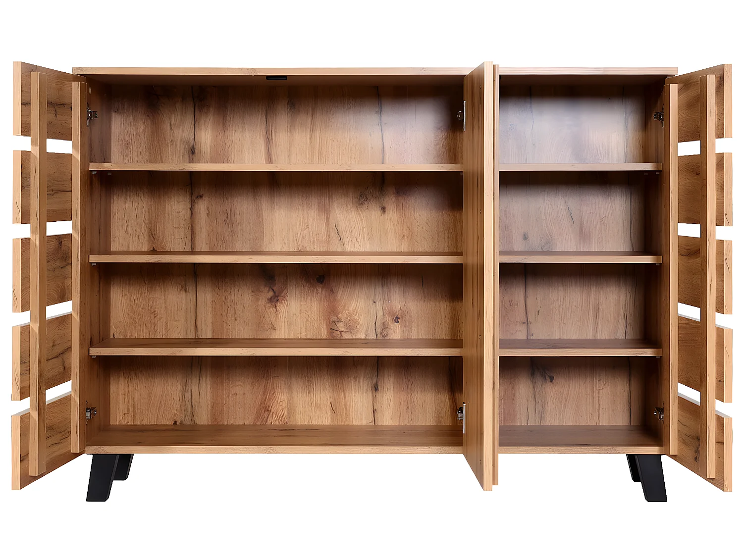 Credenza armadietto sideboard MCW-M46 ante scorrevoli 88x120x34cm legno chiaro