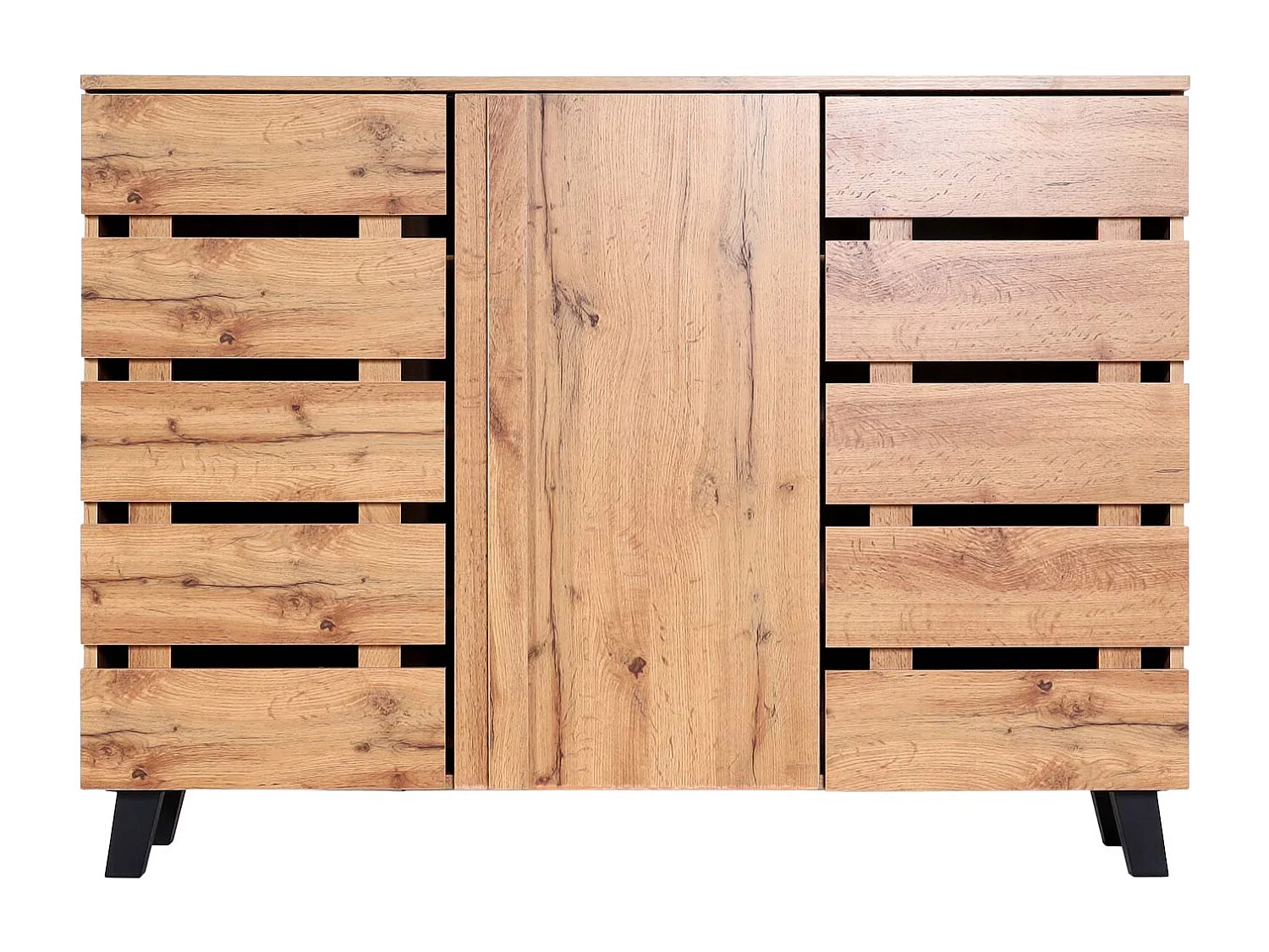 Sideboard MCW-M46, Kommode Schrank Anrichte, 3 Türen 8 Staufächer 88x120x34cm, naturfarben
