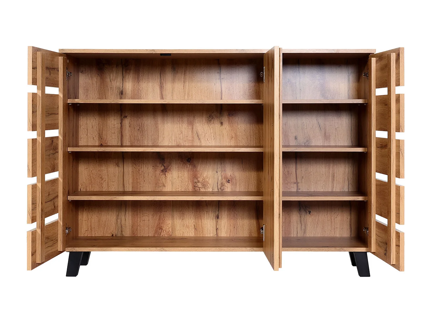 Sideboard MCW-M46, Kommode Schrank Anrichte, 3 Türen 8 Staufächer 88x120x34cm, naturfarben