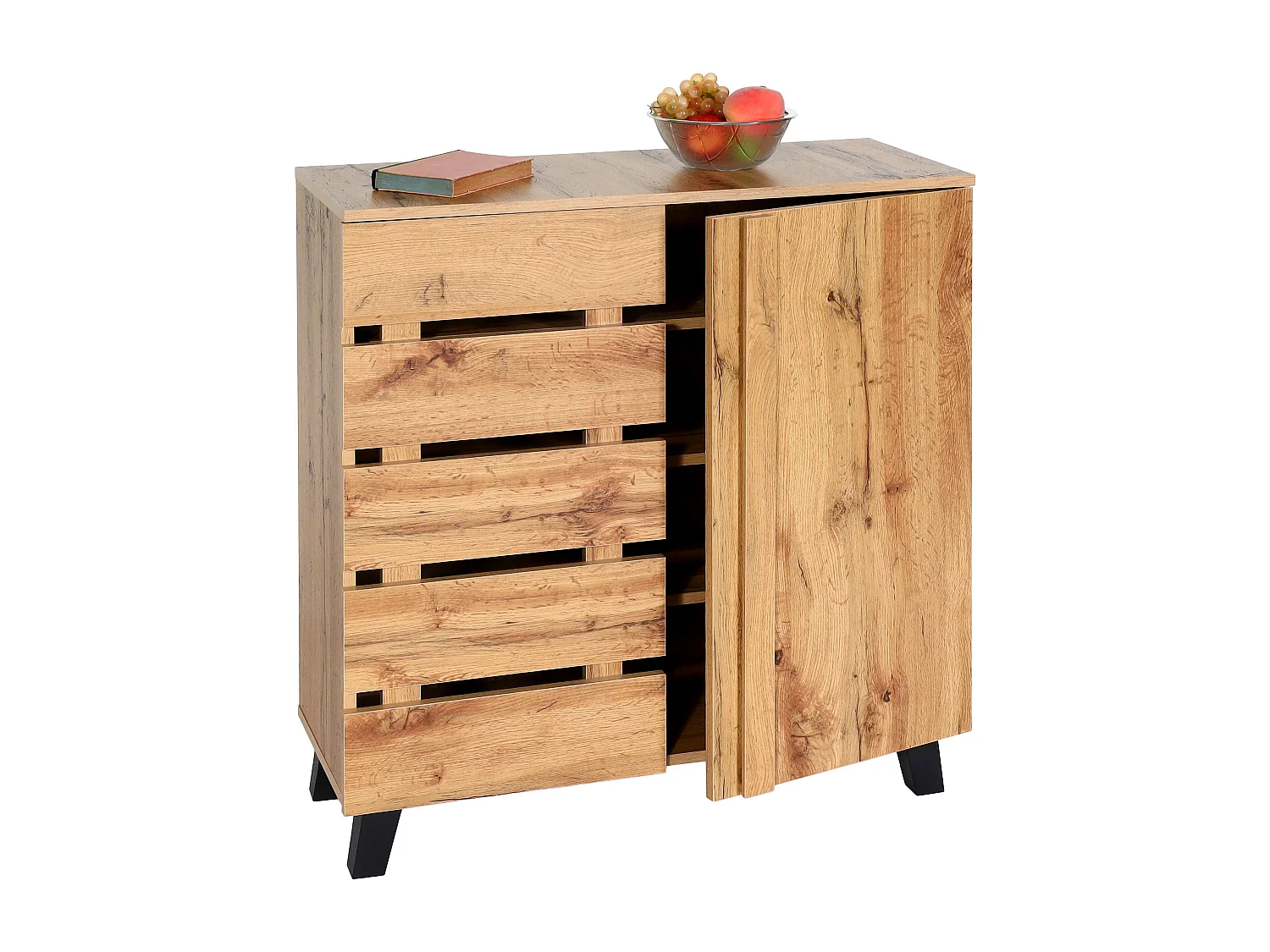 Credenza armadietto mobile MCW-M46 ante scorrevoli 88x80x34cm legno chiaro