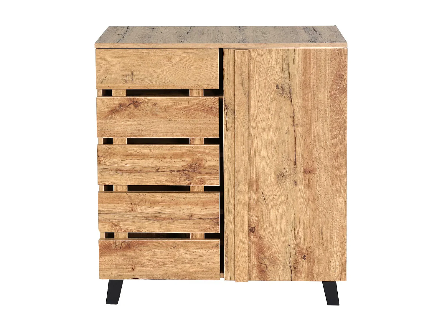 Credenza armadietto mobile MCW-M46 ante scorrevoli 88x80x34cm legno chiaro