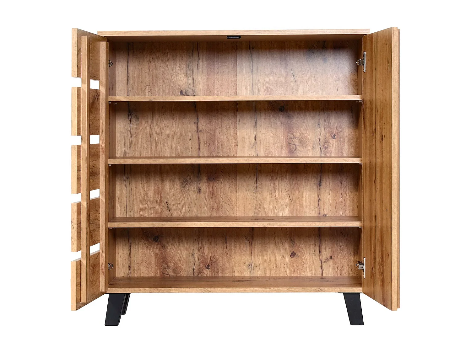 Credenza armadietto mobile MCW-M46 ante scorrevoli 88x80x34cm legno chiaro