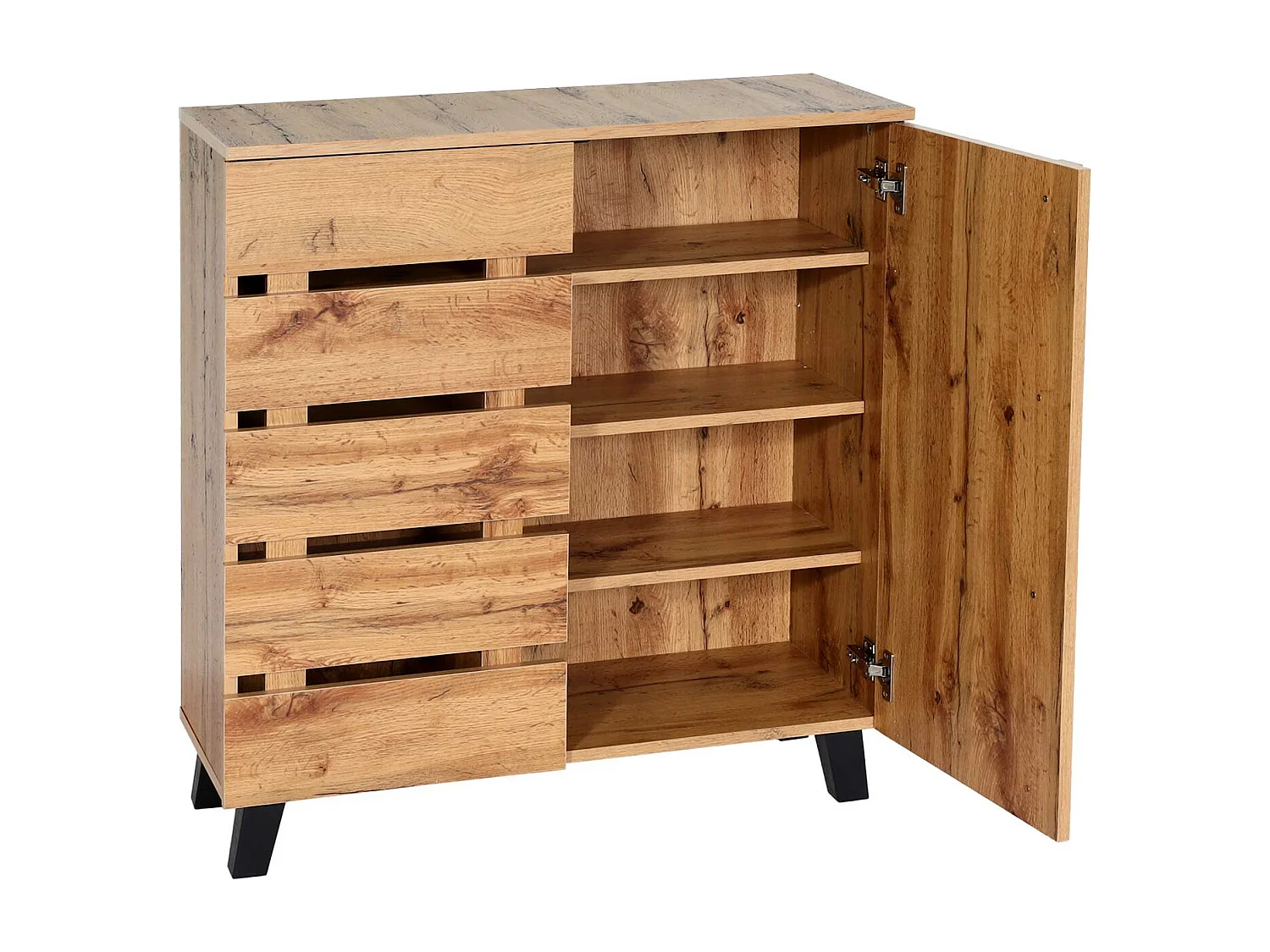 Credenza armadietto mobile MCW-M46 ante scorrevoli 88x80x34cm legno chiaro