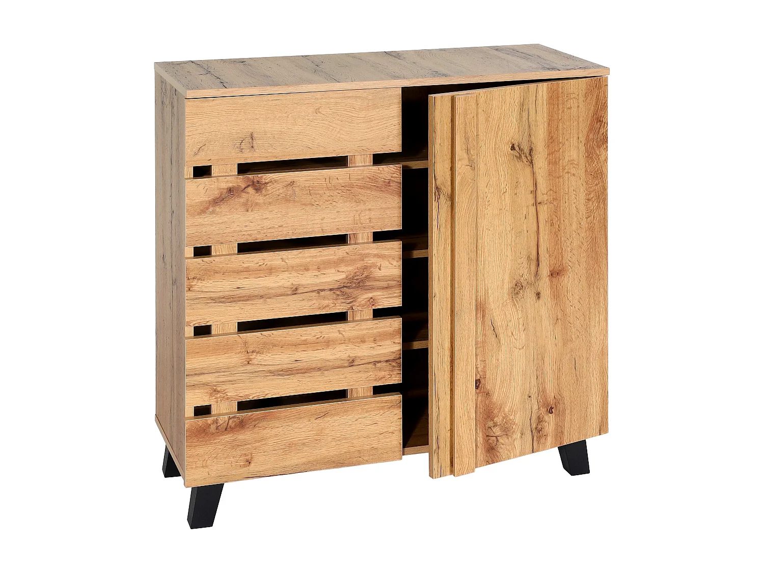 Credenza armadietto mobile MCW-M46 ante scorrevoli 88x80x34cm legno chiaro