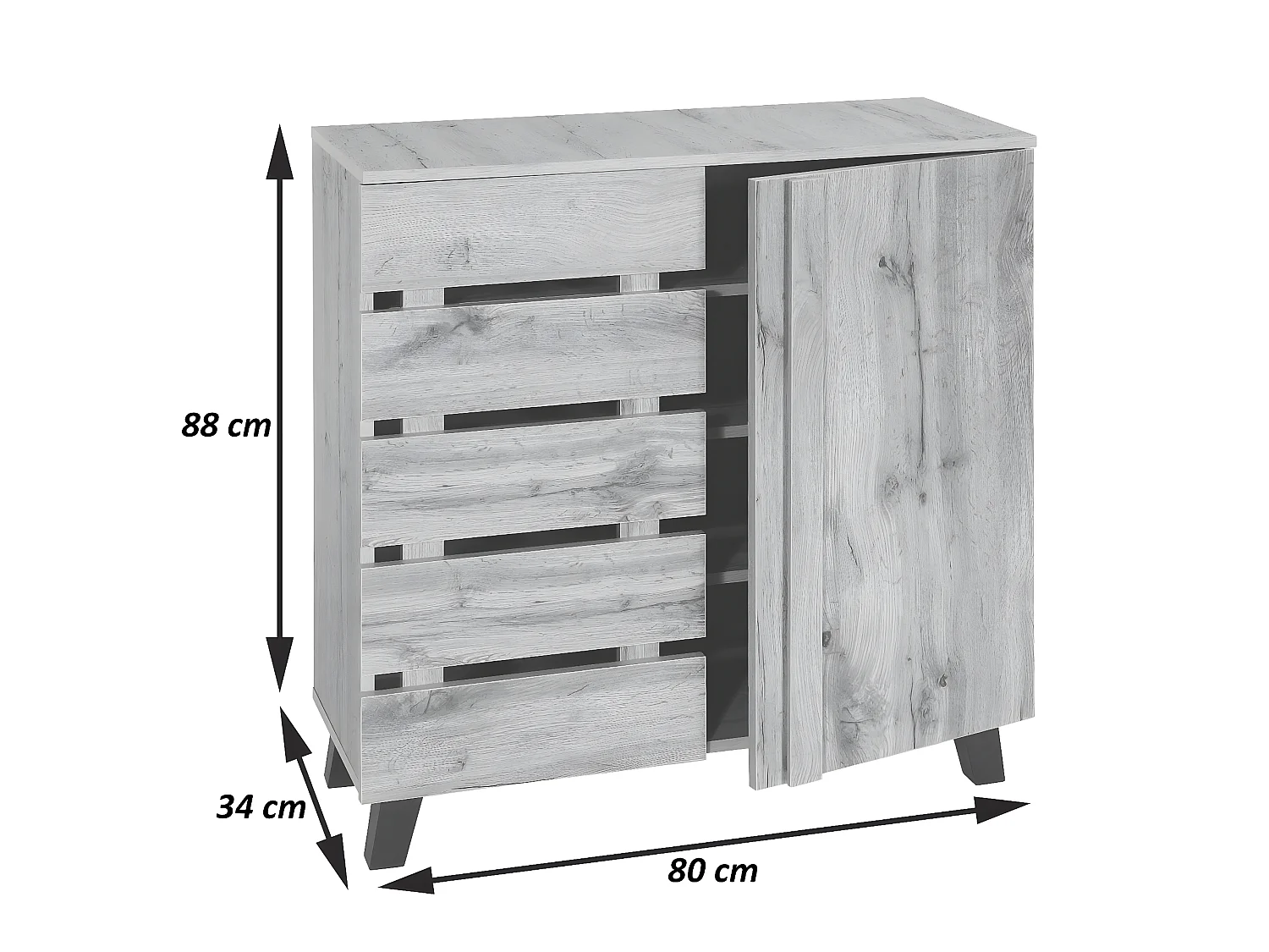 Credenza armadietto mobile MCW-M46 ante scorrevoli 88x80x34cm legno chiaro
