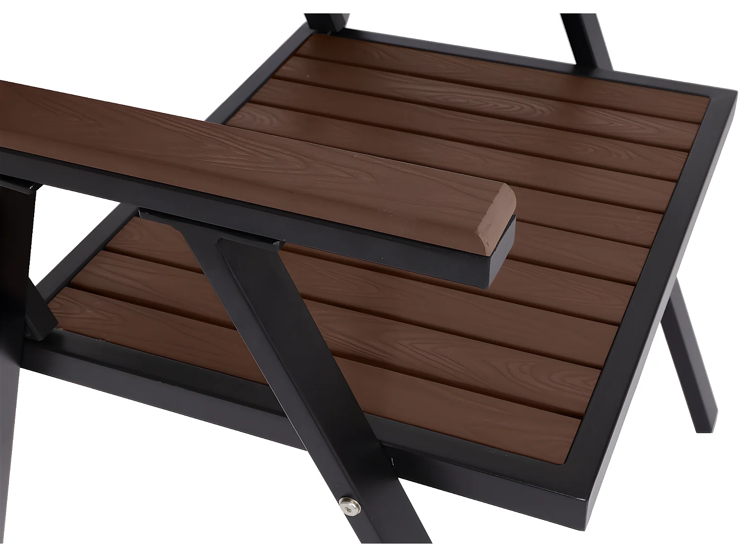 Set de 2 chaises de jardin + table de jardin MCW-J95,  noir, marron foncé