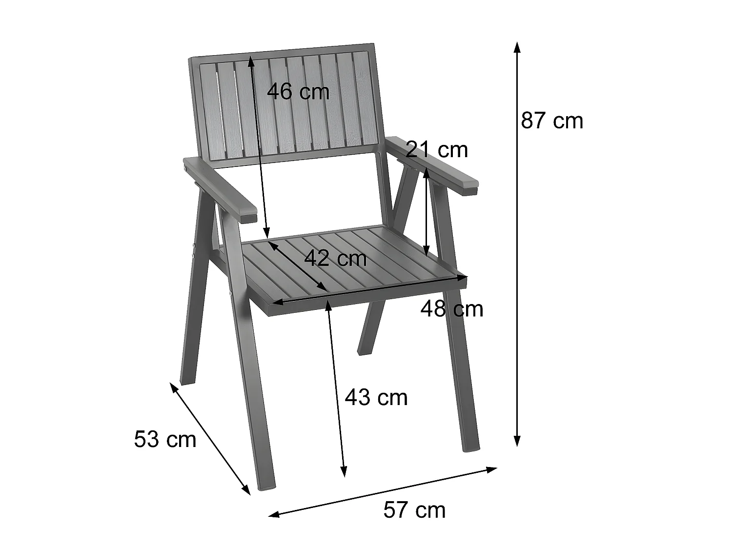 2er-Set Gartenstuhl+Gartentisch MCW-J95, Schwarz, dunkelbraun