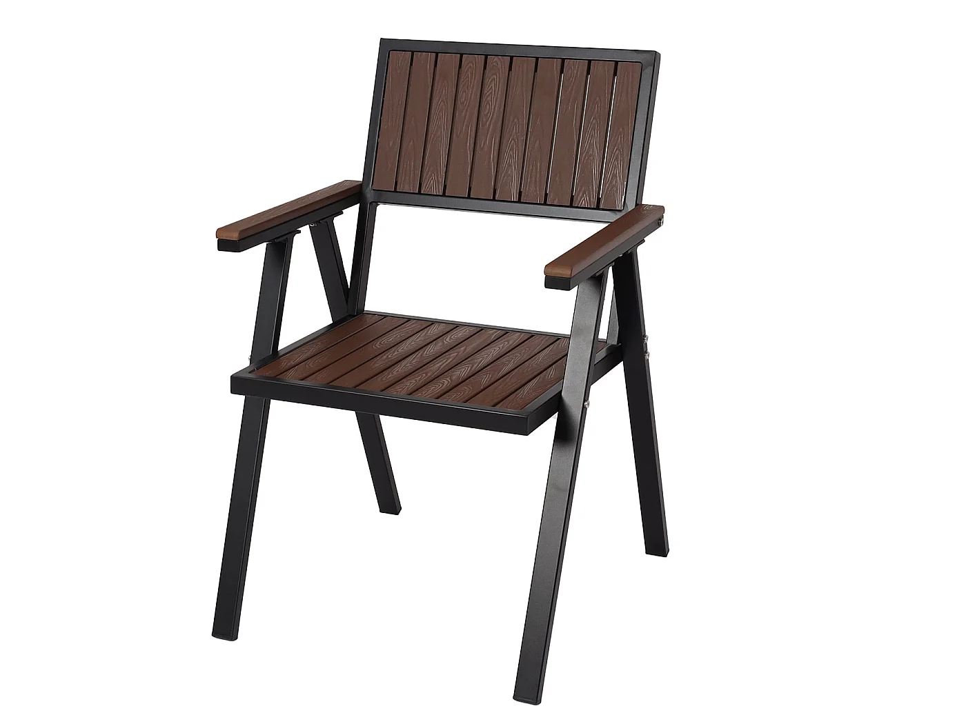 2er-Set Gartenstuhl+Gartentisch MCW-J95, Schwarz, dunkelbraun