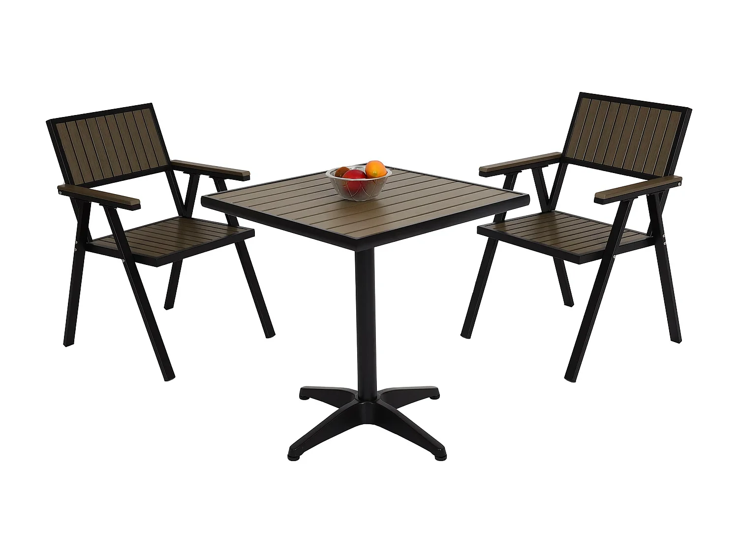Set de 2 chaises de jardin + table de jardin MCW-J95,  noir, gris